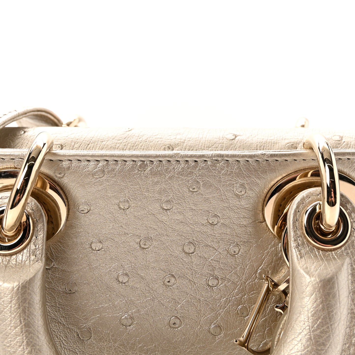 Metallic Ostrich Small Lady D-Joy Champagne