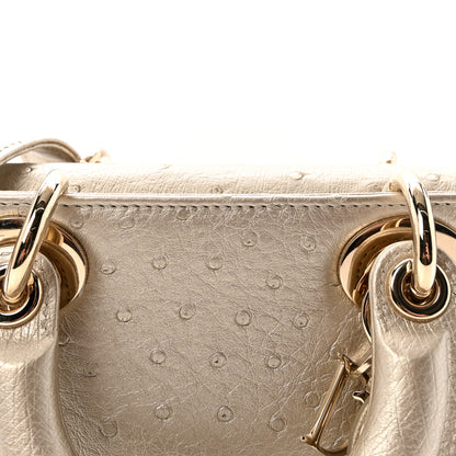 Christian Dior Metallic Ostrich Small Lady D-Joy Champagne 7 of 10