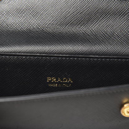 Prada Saffiano Metal Oro Chain Wallet Black 8 of 11