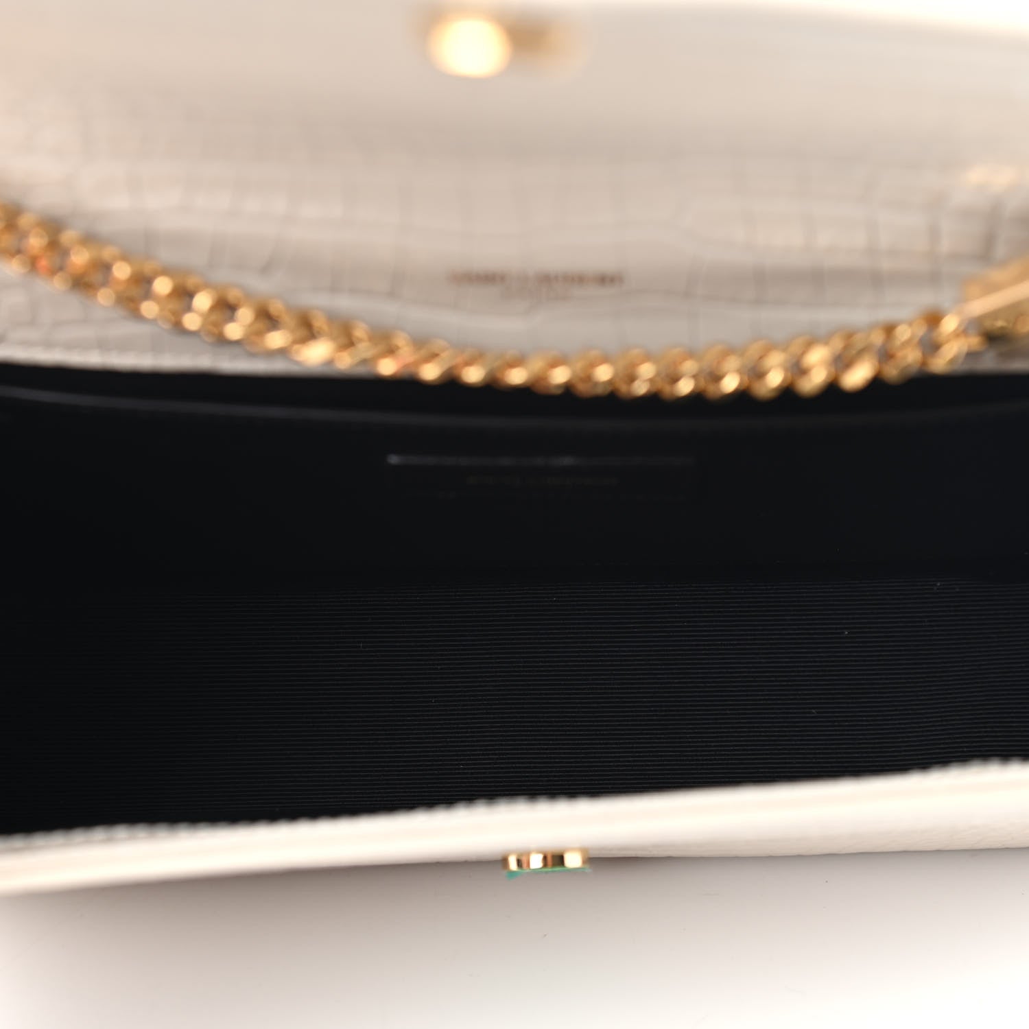 Saint Laurent Calfskin Crocodile Embossed Medium Classic Monogram Kate Tassel Satchel Crema Soft 4 of 4