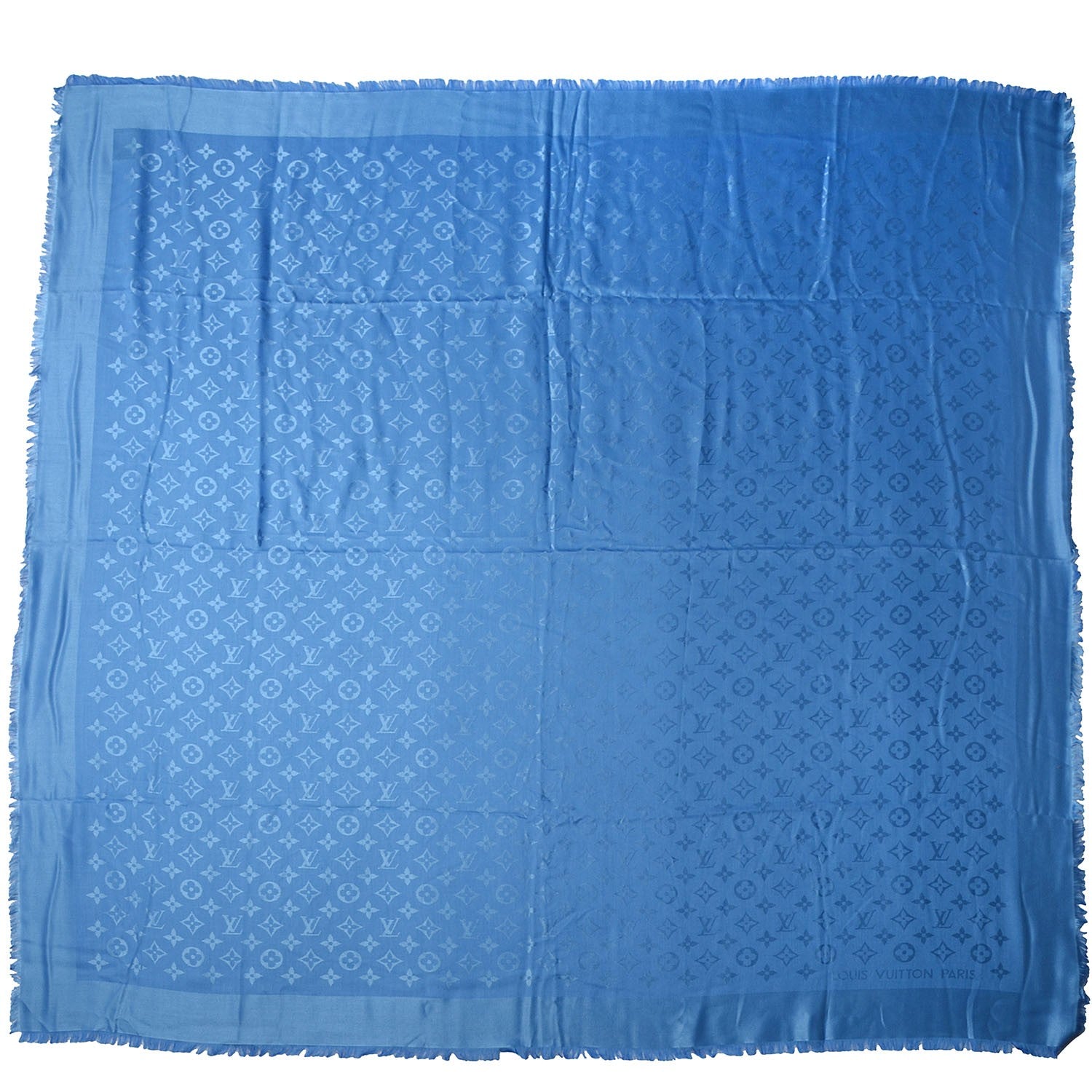 Louis Vuitton Wool Silk Monogram Shawl Bleuet 3 of 5