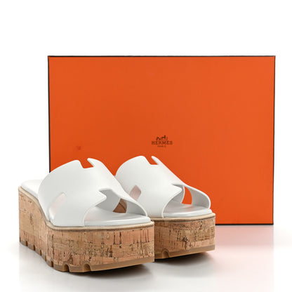 Hermes Calfskin Cork Eze 30 Sandals 37 White 10 of 10