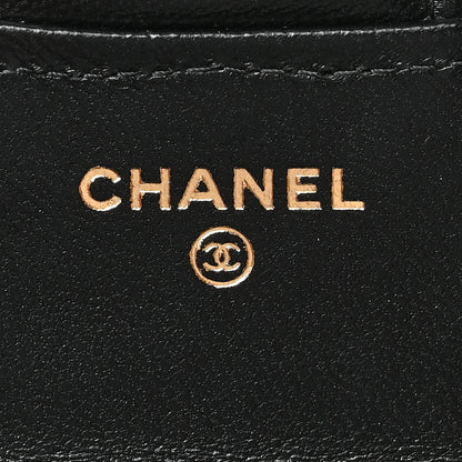 Chanel Lambskin Quilted Top Handle Flap Coin Purse With Chain Black 5 of 9