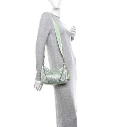 Prada Satin Crystal Re-Edition 2005 Shoulder Bag Acqua 3 of 12
