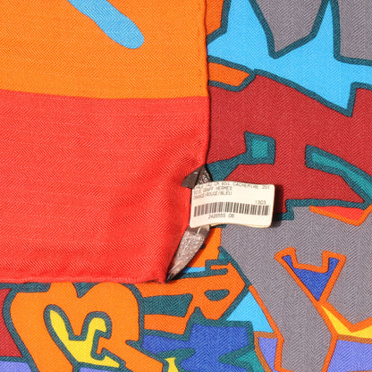 Hermes Silk Cashmere Graff Graffiti Shawl 140 Orange 4 of 5
