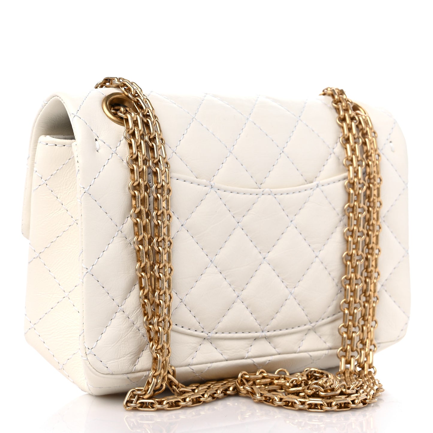 Aged Calfskin Quilted 2.55 Reissue Mini Flap White