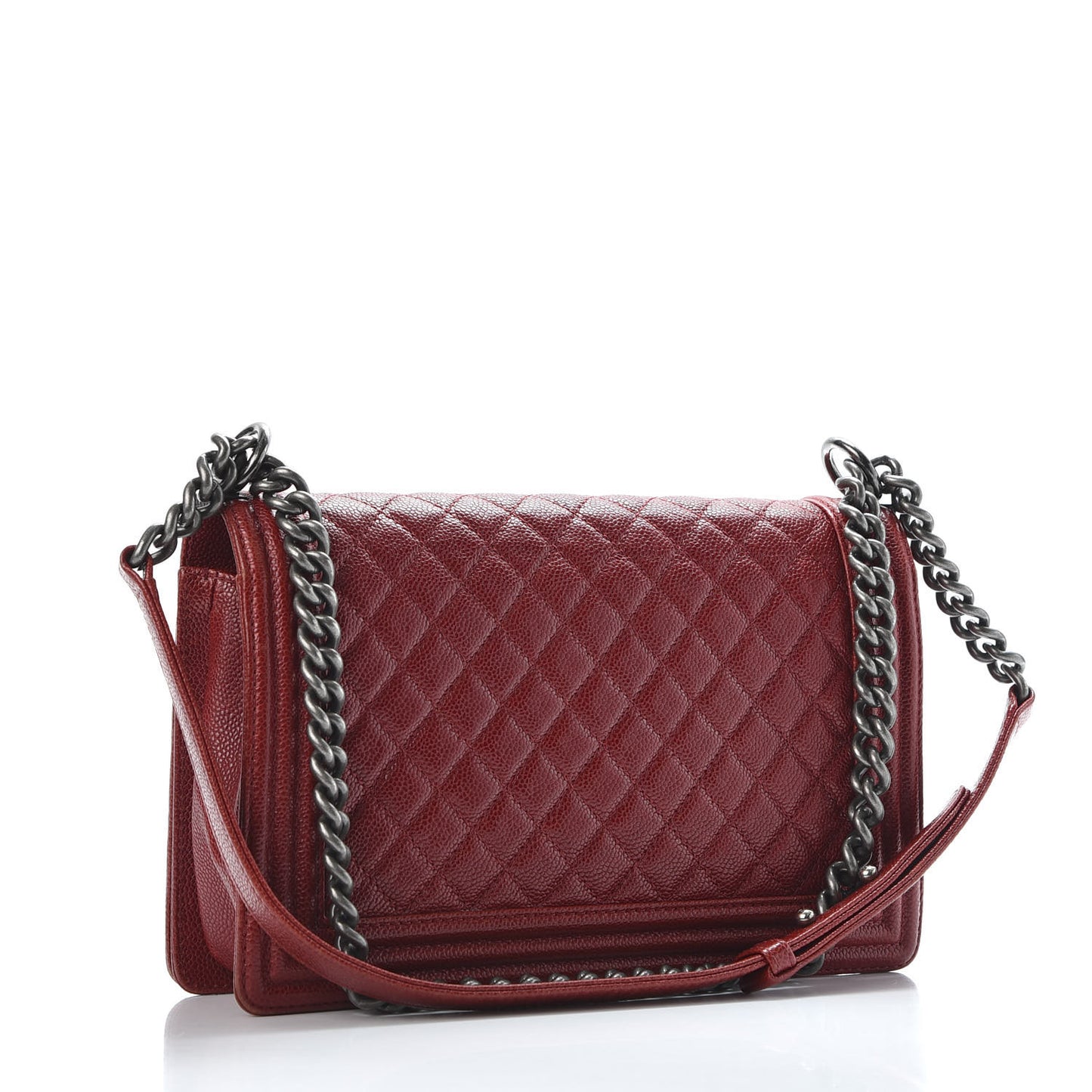 Caviar Quilted New Medium Boy Flap Dark Red