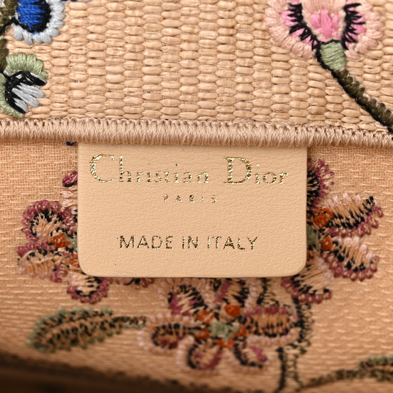 Christian Dior Raffia Embroidered Petites Fleurs Medium Book Tote Natural 6 of 10