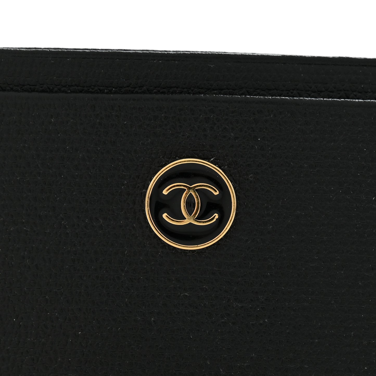 Calfskin Coco Button Card Holder Black