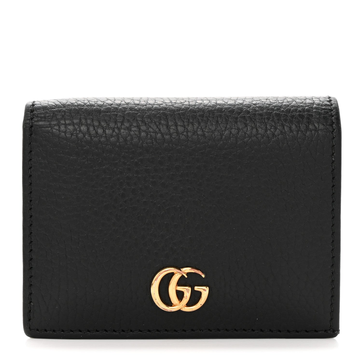 Gucci Pebbled Calfskin GG Marmont Card Case Black 1 of 8