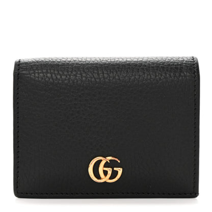 Gucci Pebbled Calfskin GG Marmont Card Case Black 1 of 8