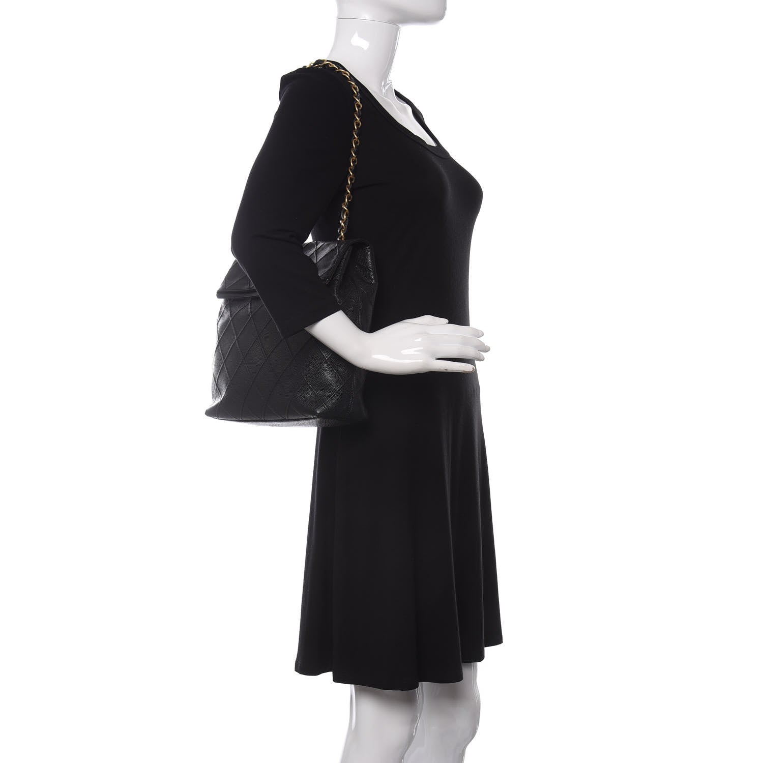 Chanel Caviar Diamond Stitched Shoulder Bag Black 2 of 10