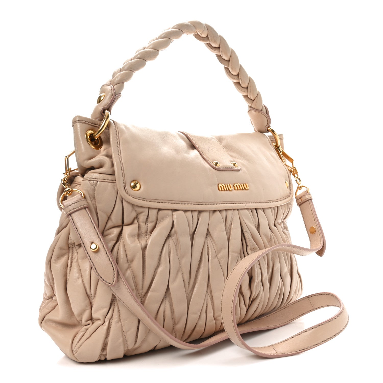 Miu Miu Nappa Matelasse Coffer Hobo Cammeo 3 of 9
