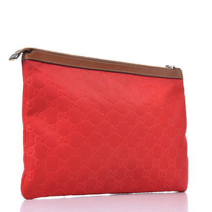 Gucci Nylon Monogram Zip Top Pouch Red 3 of 11