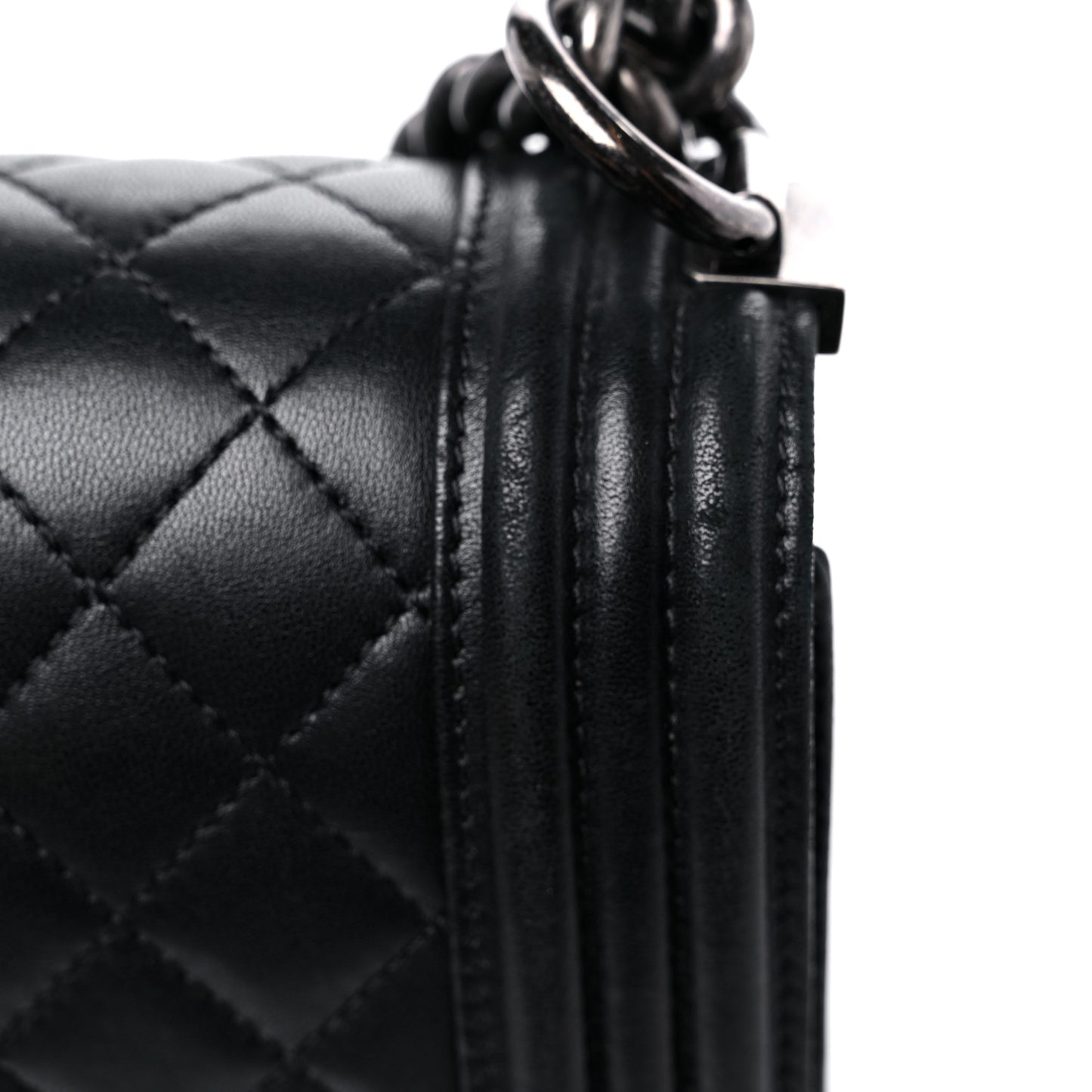 Lambskin Quilted New Medium Boy Flap Black