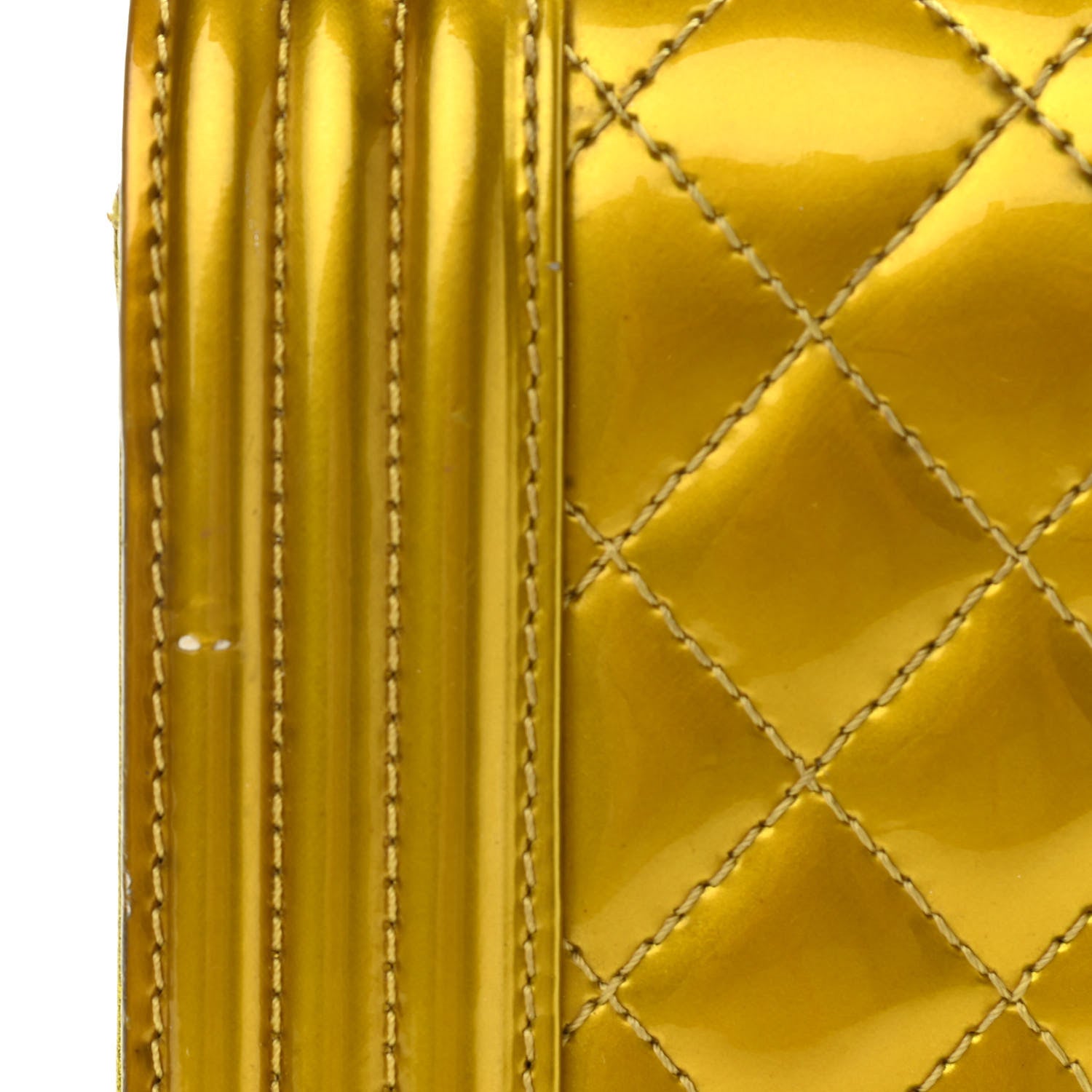 Chanel Metallic Patent Calfskin Quilted Small Boy Flap Yellow 11 of 13