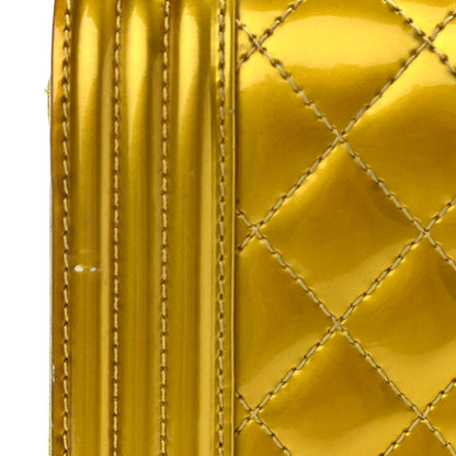 Chanel Metallic Patent Calfskin Quilted Small Boy Flap Yellow 11 of 13