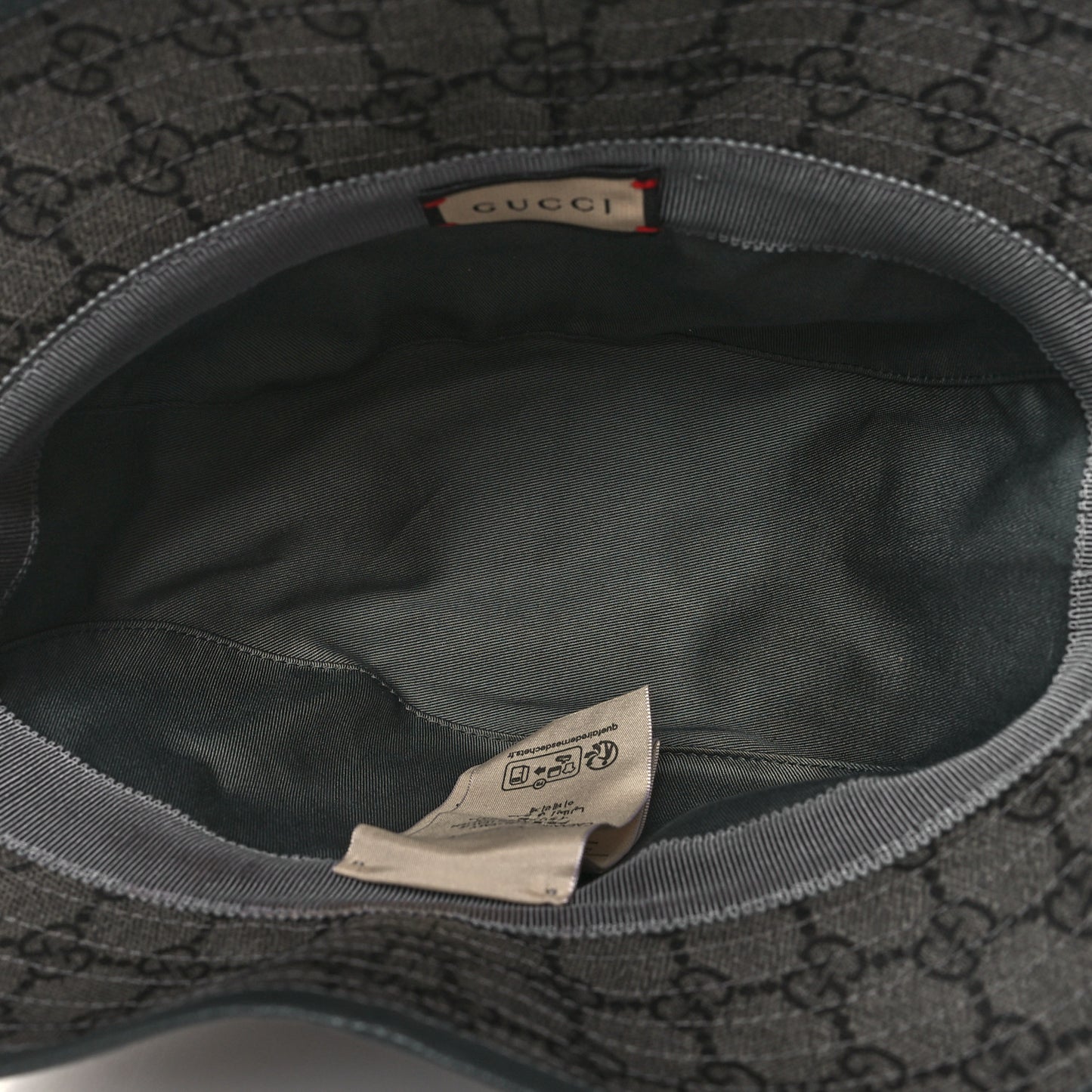 GG Supreme Monogram Textured Dollar Calfskin GG Blackie Fedora Hat M Grey Black Graphite