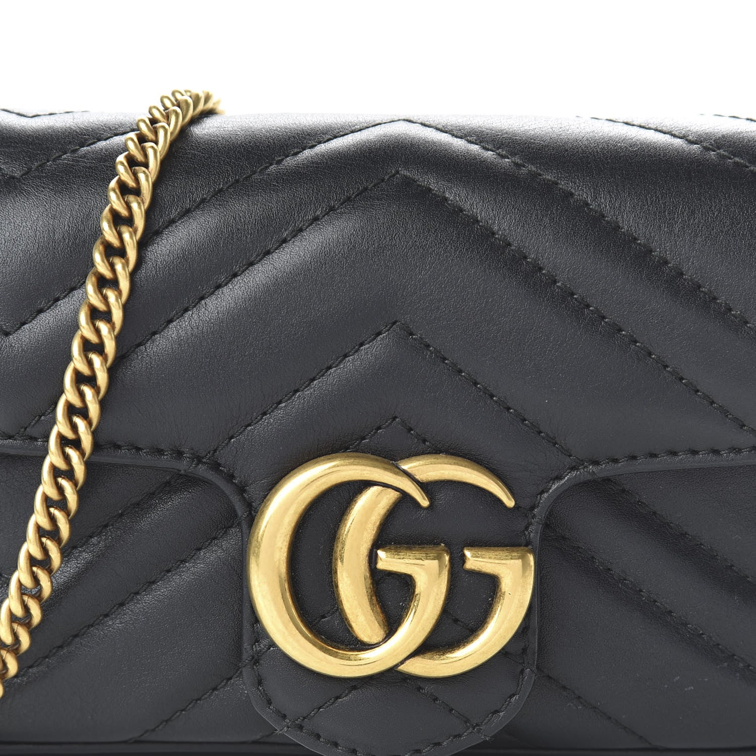 Gucci Calfskin Matelasse Super Mini GG Marmont Shoulder Bag Black 10 of 10