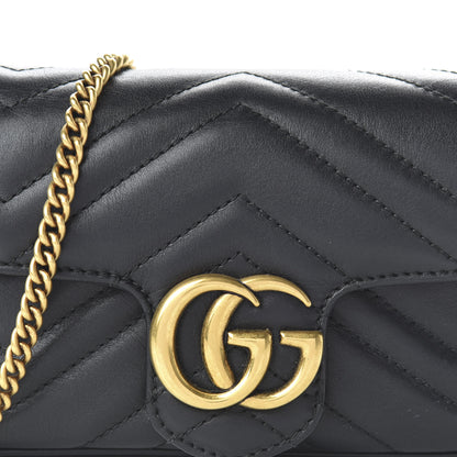 Gucci Calfskin Matelasse Super Mini GG Marmont Shoulder Bag Black 10 of 10