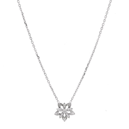 Van Cleef & Arpels 18K White Gold Diamond Mini Lotus Pendant Necklace 1 of 6