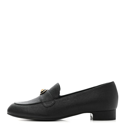 Chanel Calfskin CC Mocassin Loafers 38.5 Black 1 of 8