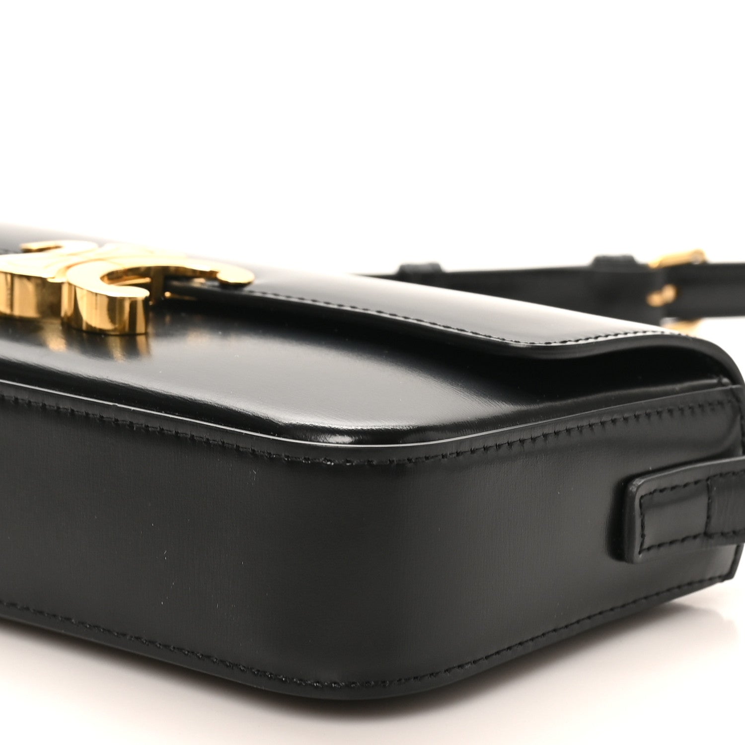 Celine Shiny Calfskin Triomphe Shoulder Bag Black 9 of 9