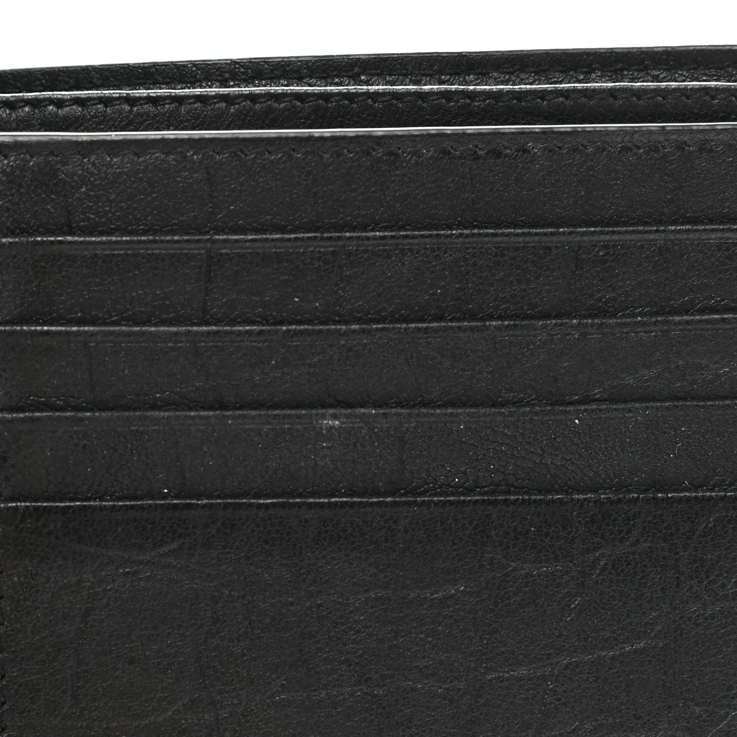 Calfskin Crocodile Embossed Monogram Bifold Wallet Black