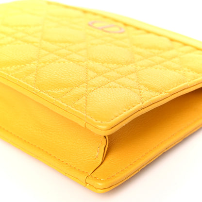 Christian Dior Calfskin Cannage Caro Zipped Pouch With Chain Sunny Yellow 9 of 9