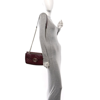 Gucci Calfskin Matelasse Medium GG Marmont Shoulder Bag Rosso Ancora Red 2 of 10