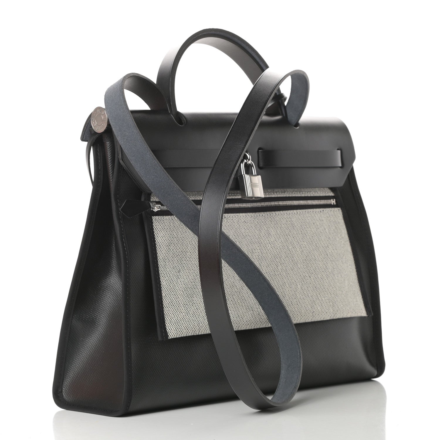 Hermes Toile H Berline Vache Hunter Herbag Zip PM 31 Black Ecru 4 of 12