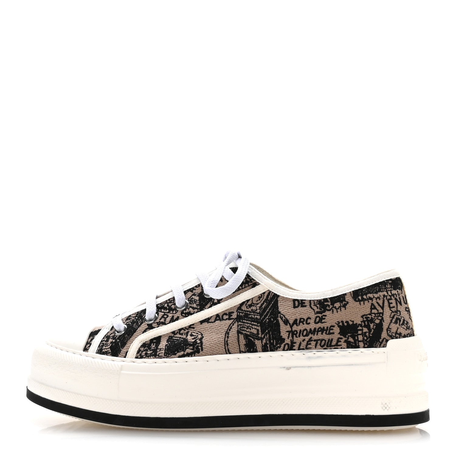 Christian Dior Canvas Embroidered Plan De Paris Womens Walk'N'Dior Low Top Sneakers 38 Beige Black 1 of 8