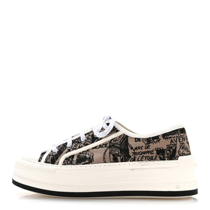Christian Dior Canvas Embroidered Plan De Paris Womens Walk'N'Dior Low Top Sneakers 38 Beige Black 1 of 8