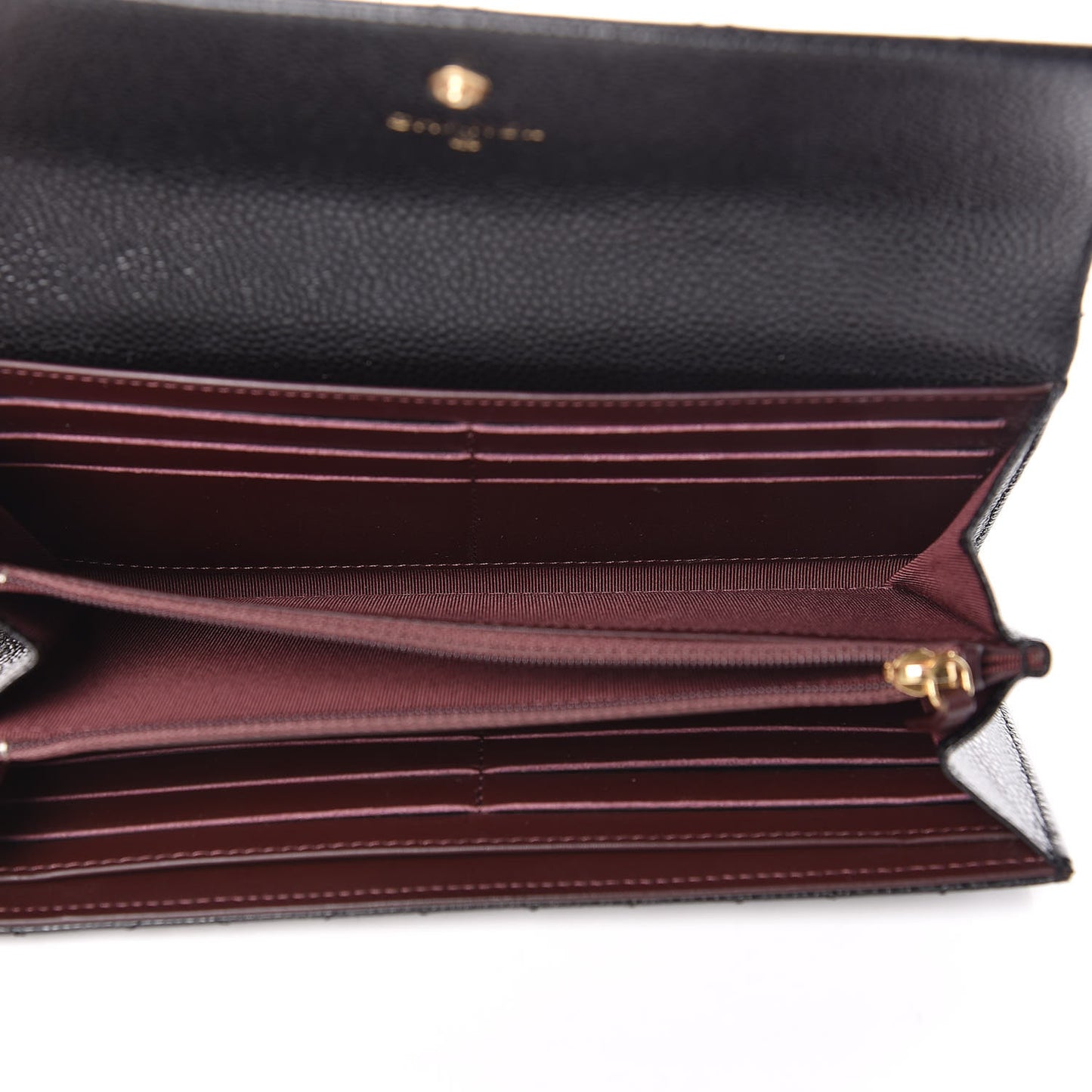 Caviar Quilted Large Gusset Flap Wallet Black