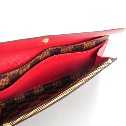 Louis Vuitton Damier Ebene Emilie Wallet Red 5 of 7