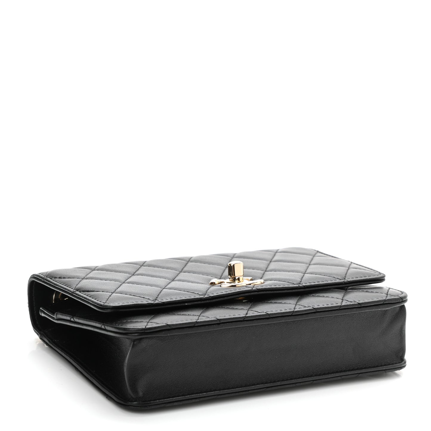 Lambskin Quilted Trendy CC Wallet On Chain WOC Black