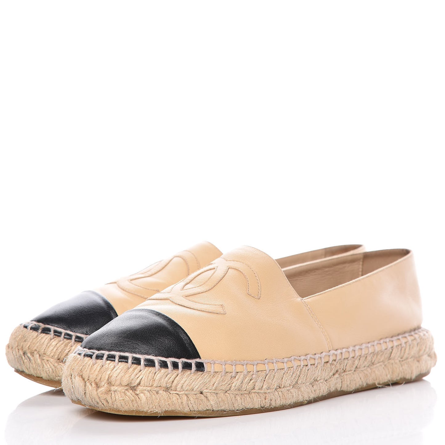 Lambskin CC Espadrilles 42 Beige Black