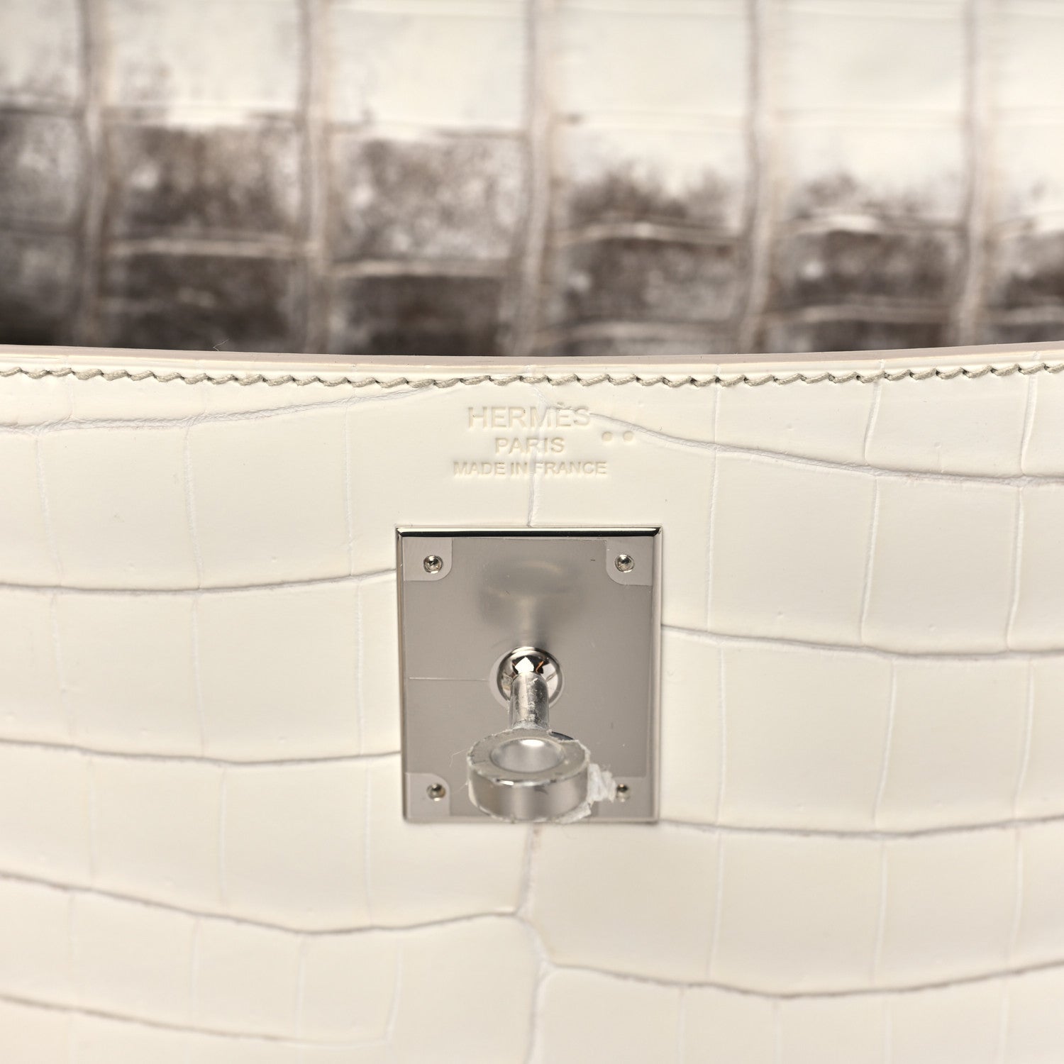 Hermes Matte Niloticus Crocodile Himalaya Kelly Retourne 28 White 6 of 11