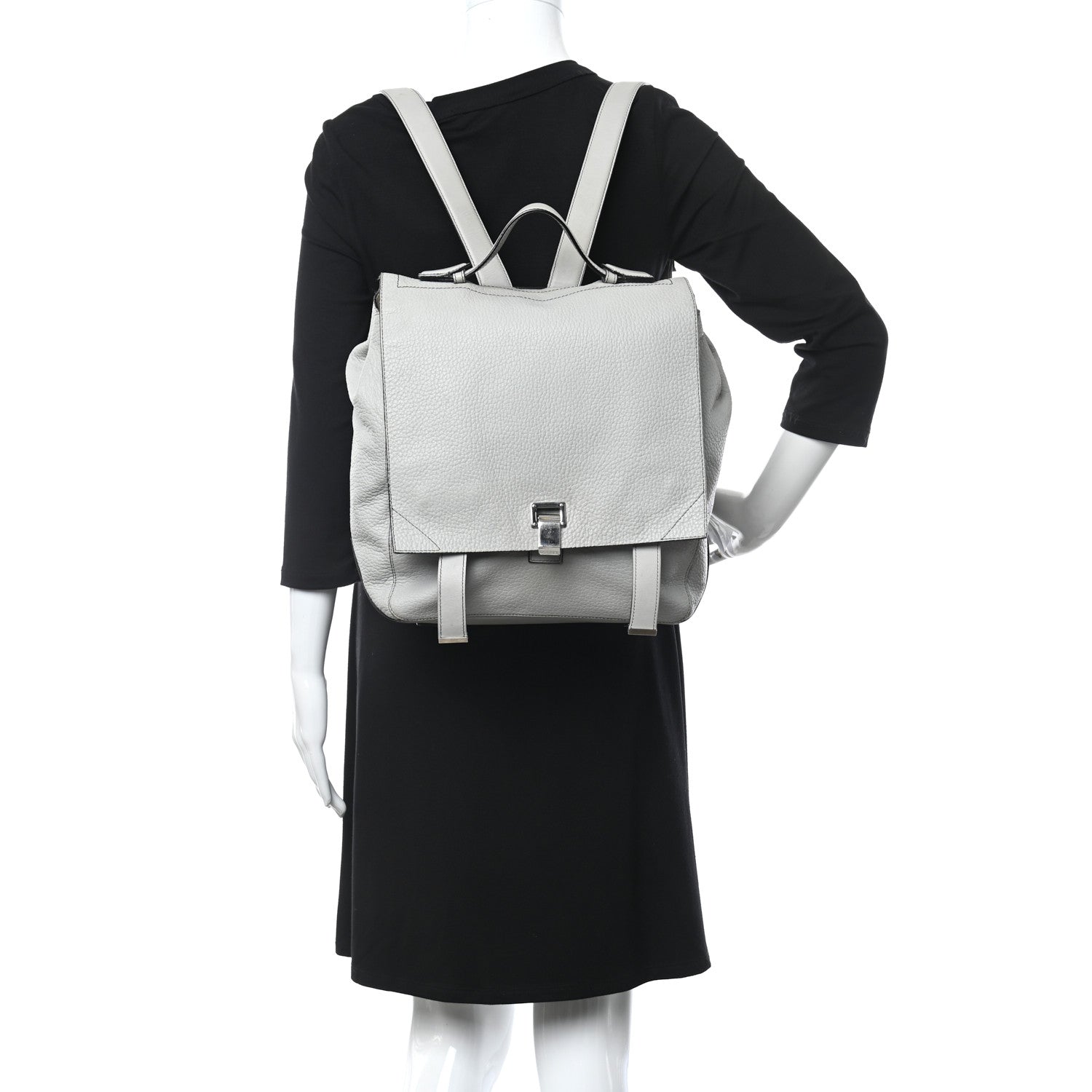 Proenza Schouler Pebbled Calfskin Small PS Courier Backpack Heather Grey 2 of 13