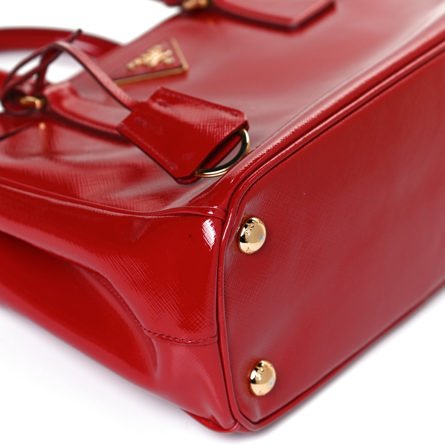 Prada Saffiano Vernice Mini Galleria Double Zip Tote Rosso 12 of 15
