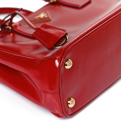 Prada Saffiano Vernice Mini Galleria Double Zip Tote Rosso 12 of 15
