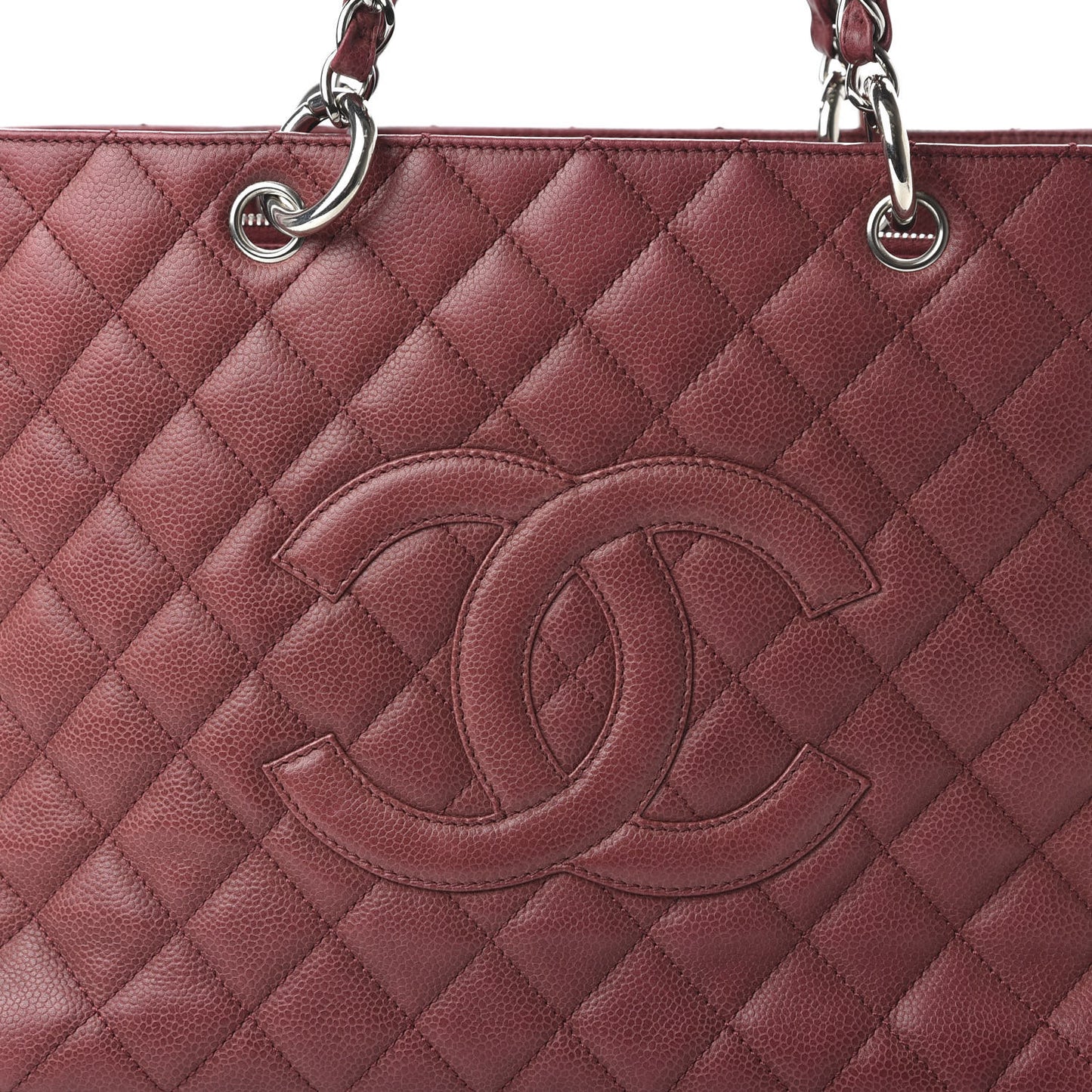 Caviar Quilted Grand Shopping Tote GST Dark Red