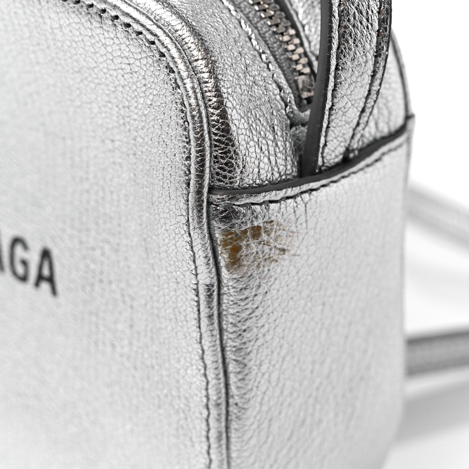 Balenciaga Metallic Goatskin Logo XS Everyday Camera Bag Argent Black 12 of 13