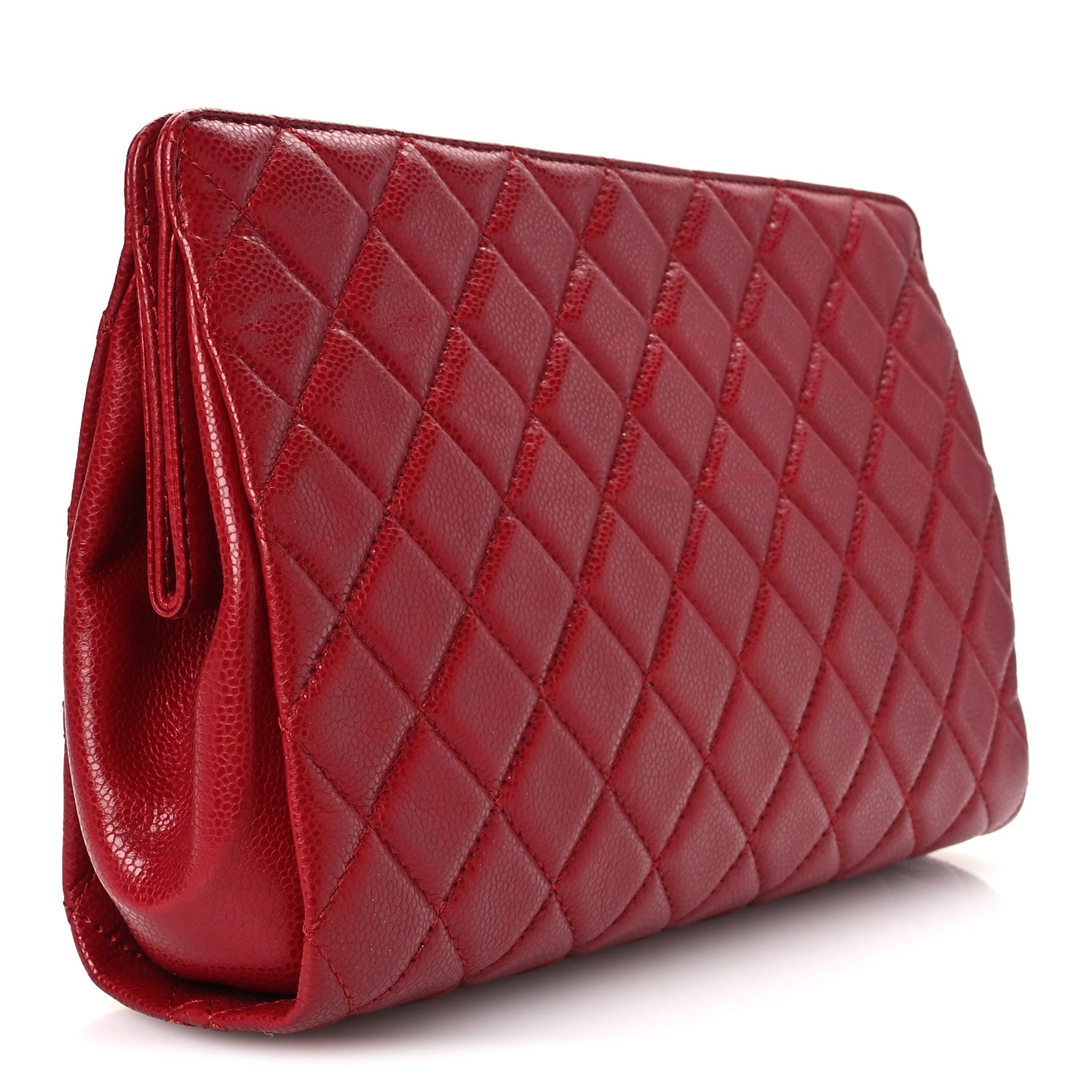 Chanel Caviar Quilted CC Clutch Red 3 of 11