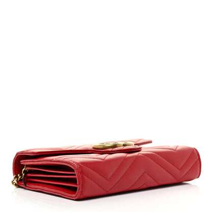 Gucci Calfskin Matelasse GG Marmont Chain Wallet Hibiscus Red 4 of 18