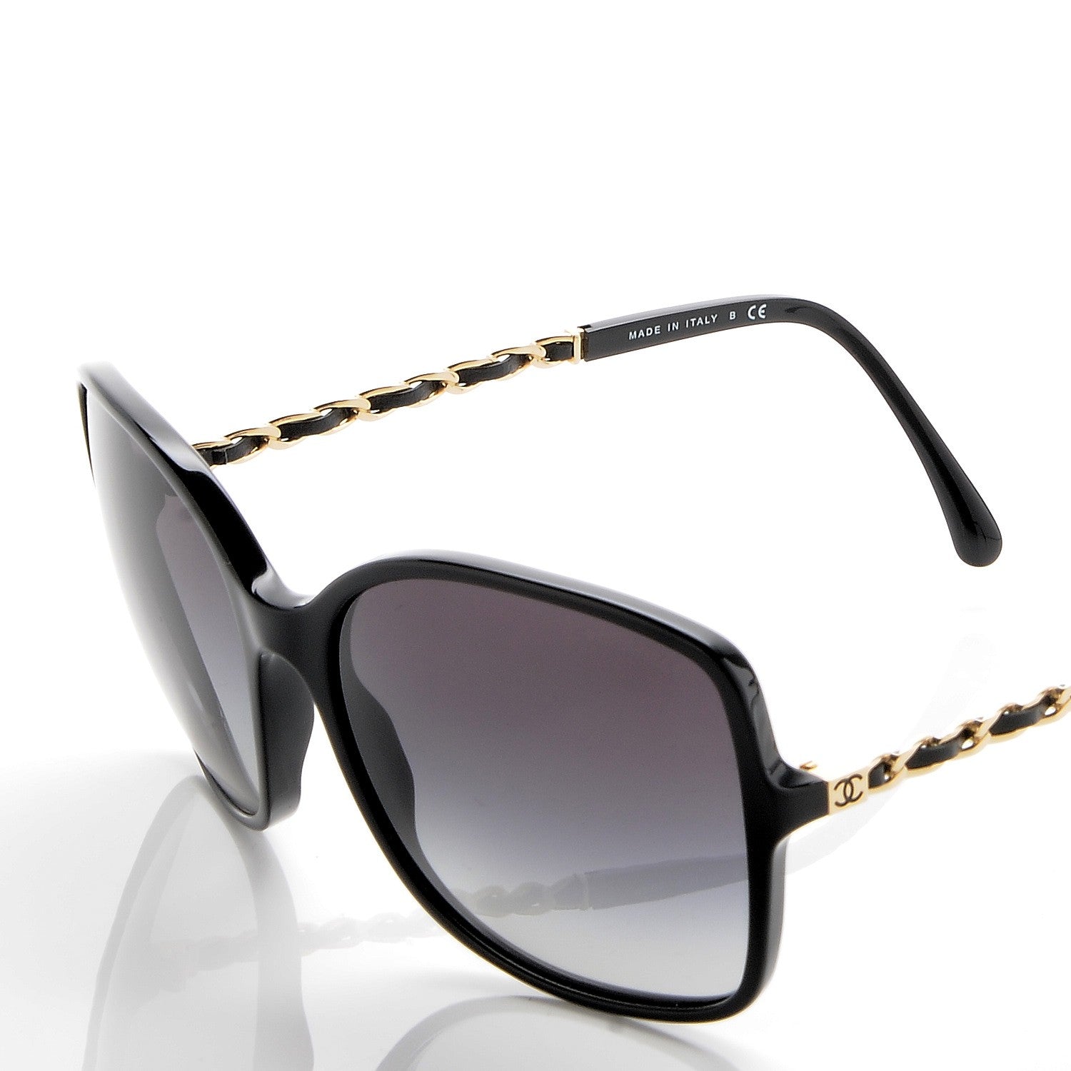 Chanel Lambskin Square Chain Sunglasses 5210-Q Black 5 of 9