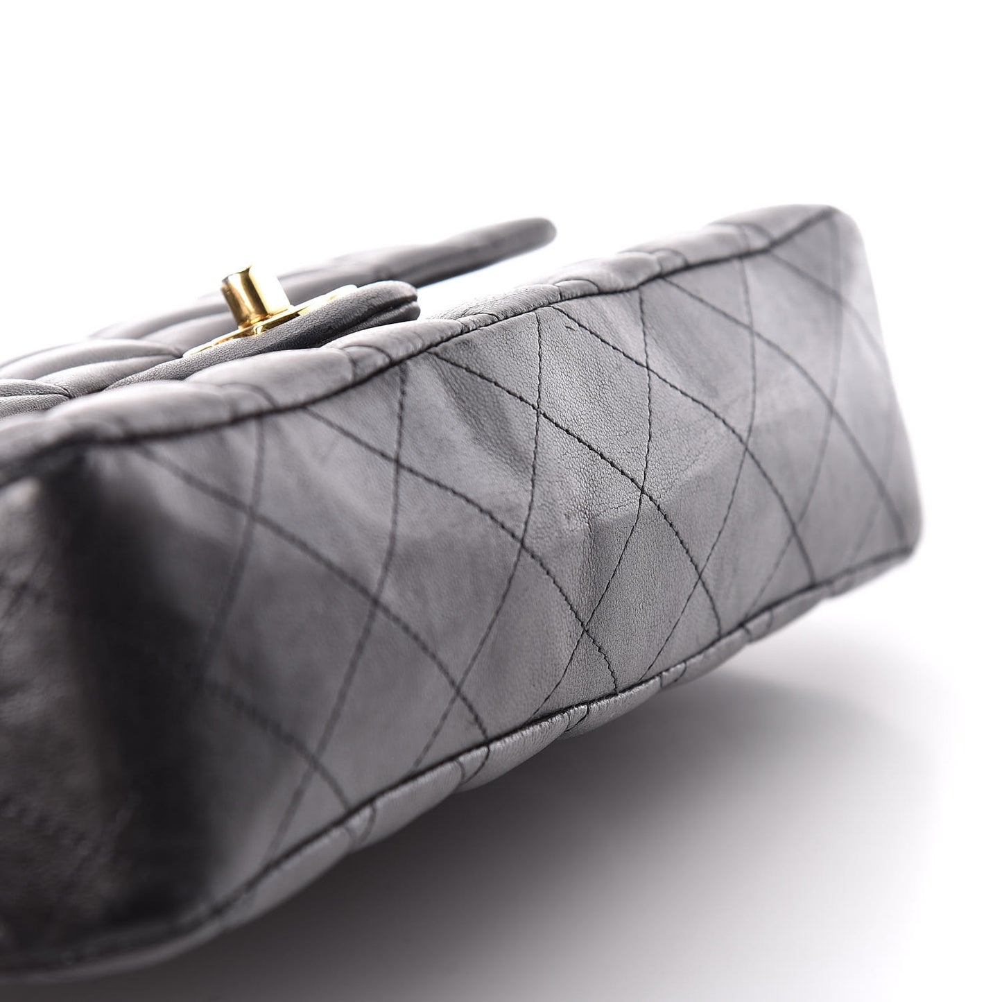 Lambskin Quilted Medium Double Flap Black