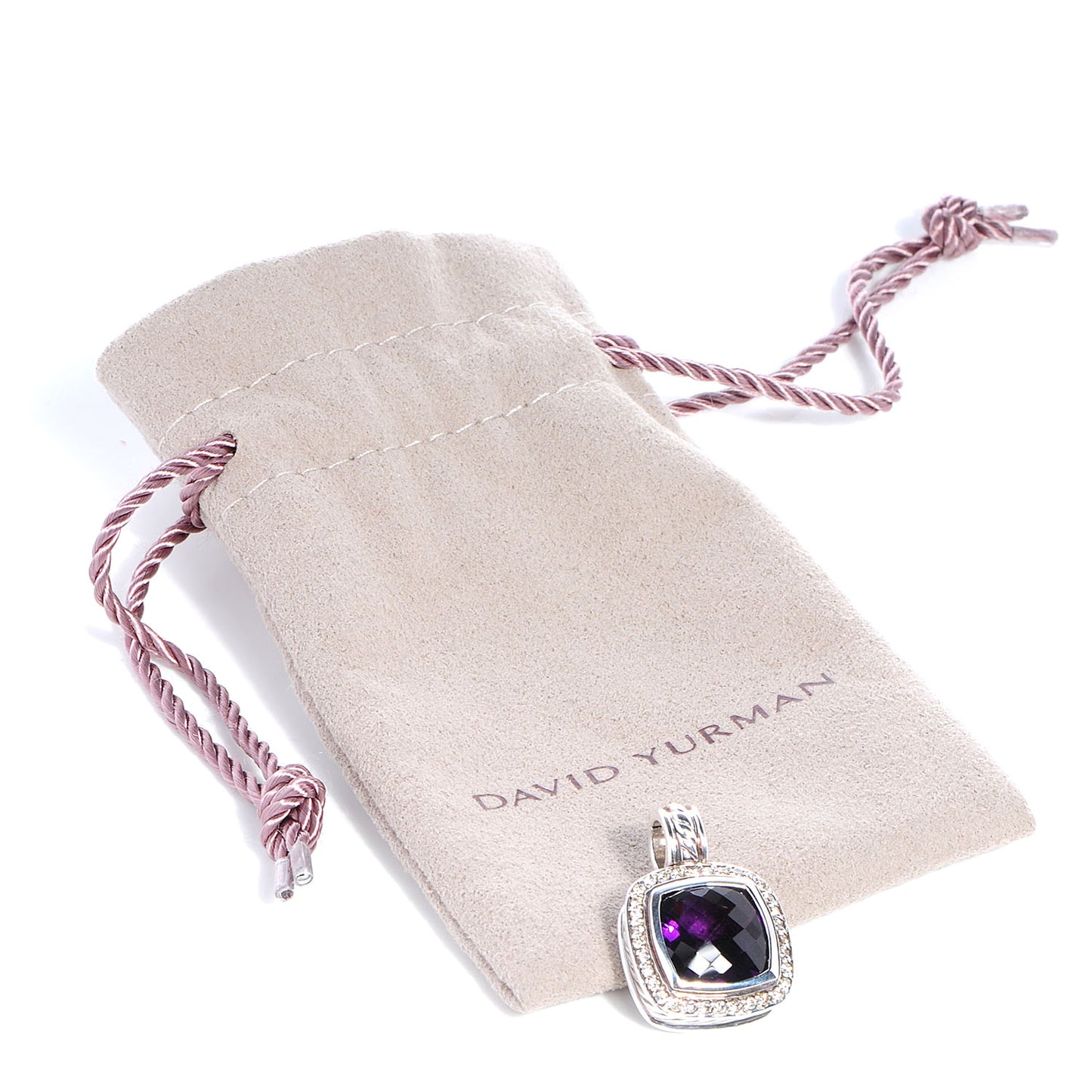 Sterling Silver Diamond Amethyst 11mm Albion Pendant