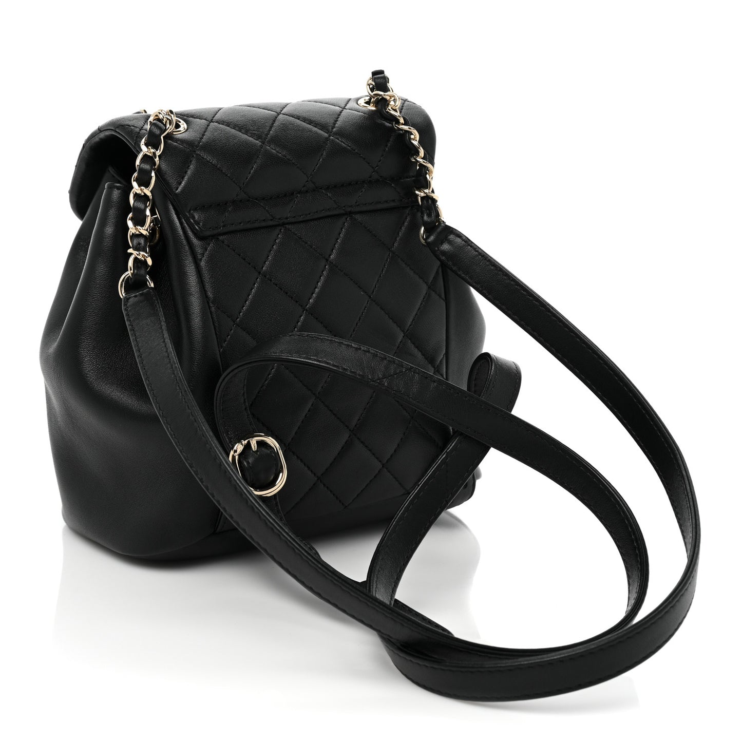 Lambskin Quilted Small Duma Drawstring Backpack Black