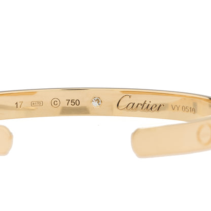 Cartier 18K Yellow Gold 1 Diamond LOVE Cuff Bracelet 17 3 of 4